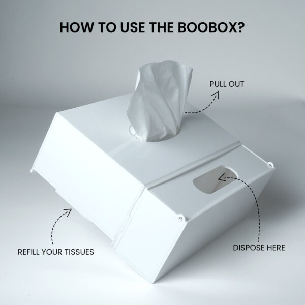BooBox Tissue Box Holder with Built-in Disposal Bin - White - Image 3