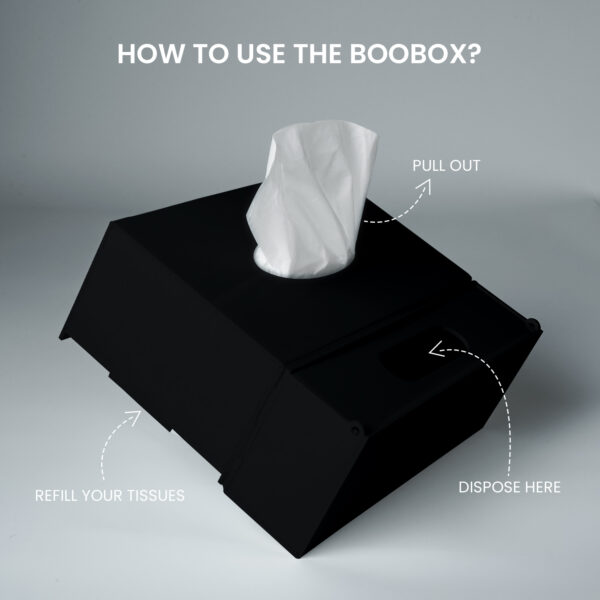 BooBox Tissue Box Holder with Built-in Disposal Bin - Black - Image 3