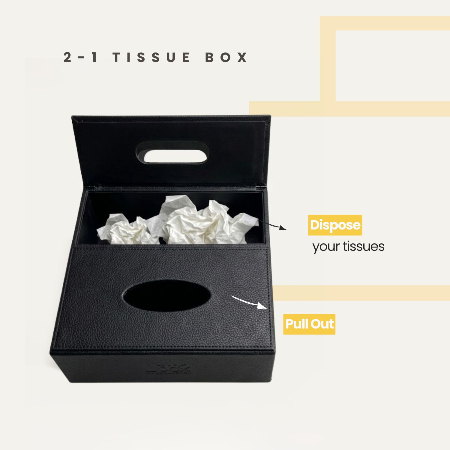 Premium PU Leather BooBox – a stylish 2-in-1 tissue box and mini waste bin