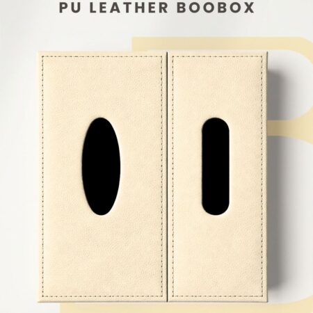 BooBox PU Leather Tissue Box Holder with Built-in Disposal Bin - Beige