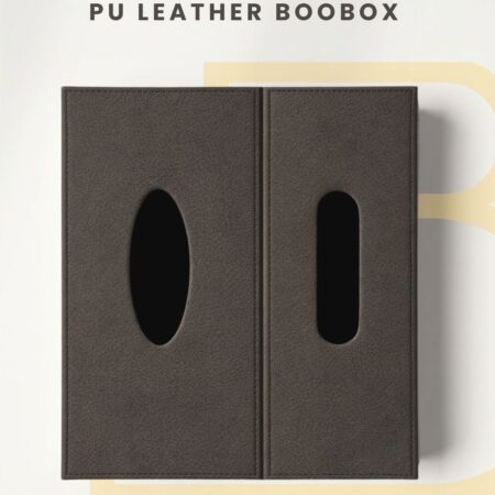 BooBox PU Leather Tissue Box Holder with Built-in Disposal Bin - Dark Grey