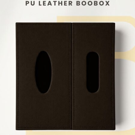 BooBox PU Leather Tissue Box Holder with Built-in Disposal Bin - Dark Brown