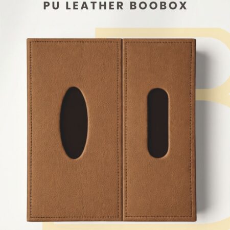 BooBox PU Leather Tissue Box Holder with Built-in Disposal Bin - Light Brown