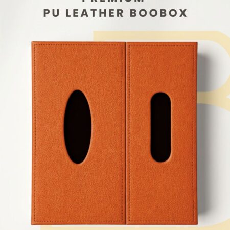 BooBox PU Leather Tissue Box Holder with Built-in Disposal Bin - Orange