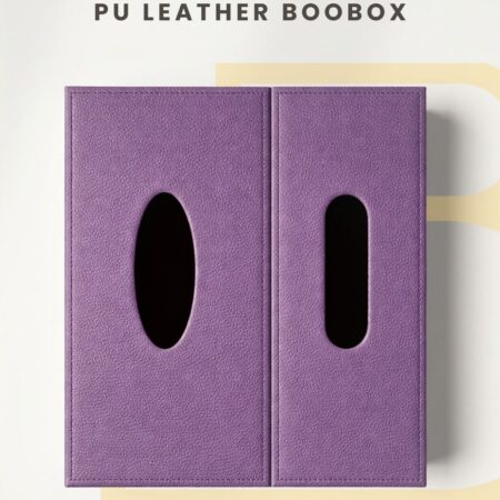 BooBox PU Leather Tissue Box Holder with Built-in Disposal Bin - Purple