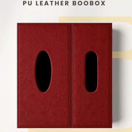 BooBox PU Leather Tissue Box Holder with Built-in Disposal Bin - Red