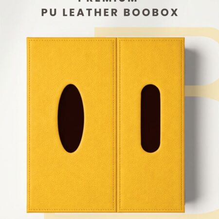 BooBox PU Leather Tissue Box Holder with Built-in Disposal Bin - Yellow